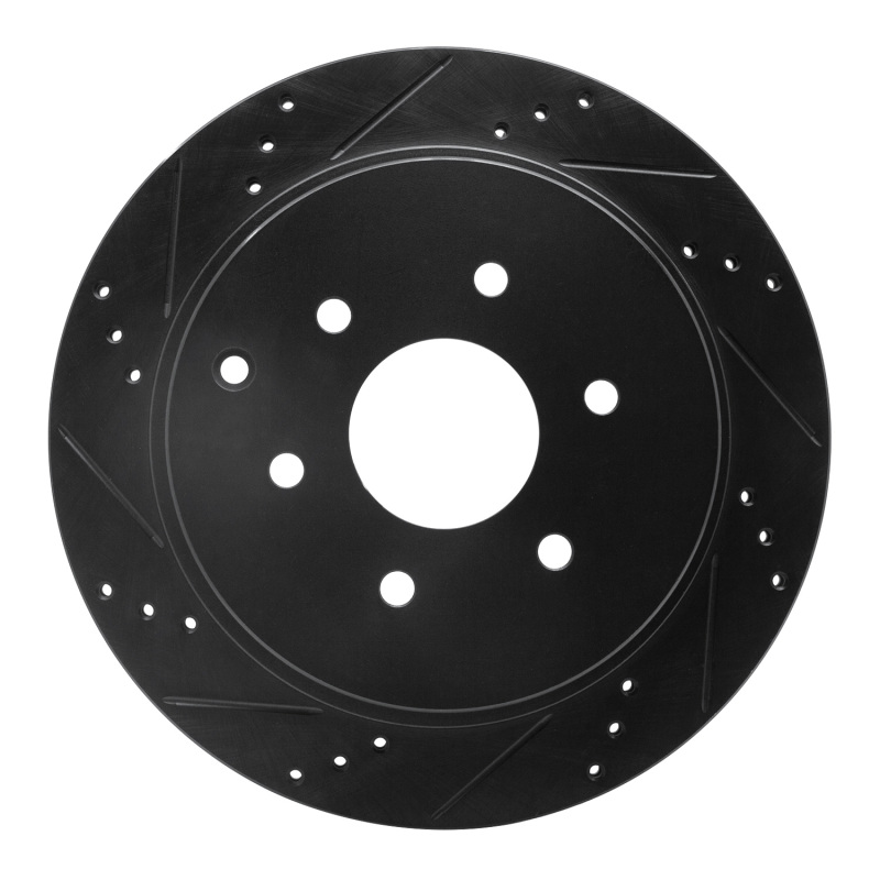 Infiniti QX56 Brake Rotor (1) - Rear Left - R1 Concepts - Drilled & Slotted - Black - `10-`24